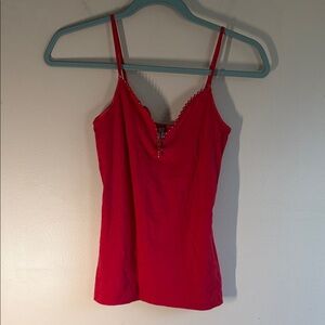 Color Story Bright Red Lace-Trim Spaghetti Strap Cami